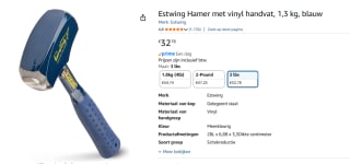 Estwing Hamer met vinyl handvat voor €32,78 bij Amazon