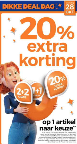 Extra 20% korting op een product bij Trekpleister