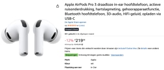 Apple AirPods Pro 3 voor €219 bij Amazon