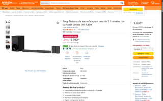 Sistema de Teatro Sony 5.1 por $3,690 | Amazon