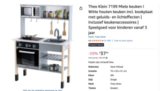 Klein Toys - Miele Houten Speelkeuken voor €37,04 bij Amazon