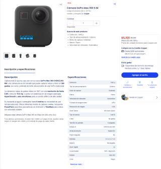 GoPro Max 360 5.6K resistente al agua por $5,519 | Oferta Coppel