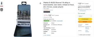 Makita 18-delige boorset voor €13,87