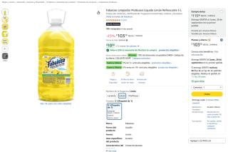 Fabuloso Limpiador Multiusos Líquido Limón Refrescante 5 L por $74 en Amazon