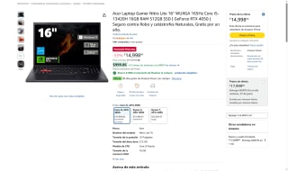 Acer Nitro Lite i5 i5-13420H 16GB 512GB SSD RTX 4050 por $11,898 | Amazon (Banorte)
