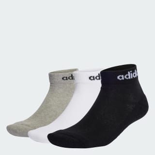 adidas Adult Sizes Linear Ankle Cushioned Socks 3 Pairs, Black/White - Sizes 6.5 - 8