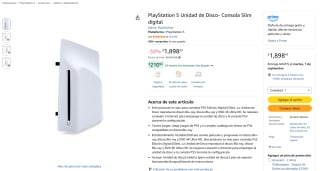 PlayStation 5 Unidad de Disco (Slim) por $1,898 en Amazon