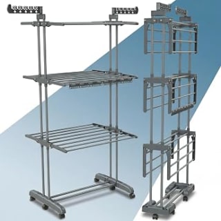 Amazon Basics Tendedero tipo torre 4-niveles, 126 x 64 x 173 cm por 21.93€