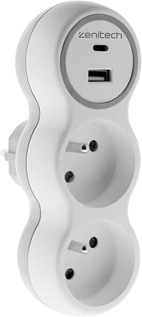Zenitech Prise Électrique Murale Double Schuko 16A Blanc à 7,33€ chez Amazon
