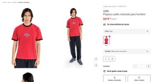 Playera VANS Roja G/XG por $320 | Oferta Liverpool