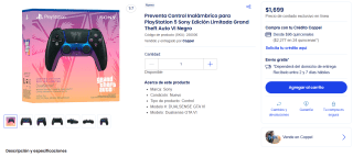 Control Inalámbrico DualSense Ed Limitada GTA VI PS5 por $1,699 en Coppel