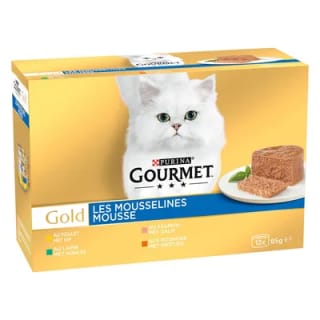 96 x 85 g Gourmet Gold (plus 24 x 85 g mousse gratis) voor €42,99 bij Zooplus