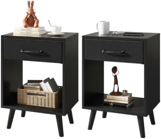 YMYNY Set de 2 Mesitas de Noche HST020B-2 (39x29,5x59,5 cm) por 39,99€ en Amazon