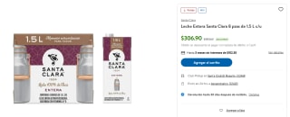 Leche Entera Santa Clara 8x1.5L por $276 | Oferta Sam's Club