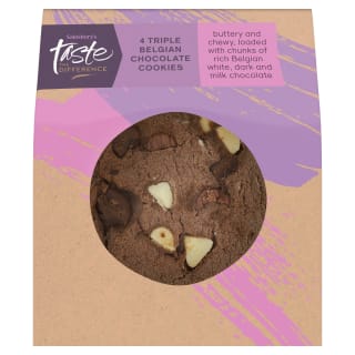 Sainsbury's Triple Belgian Chocolate Cookies, Taste the Difference x4 for £1.12 at Sa