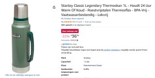 Stanley Classic Legendary Thermoskan 1L voor €36,99 bij Amazon