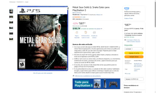 Metal Gear Solid Δ: Snake Eater PS5 por $587 | Oferta Amazon