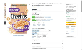 Cereal Nestlé Cheerios Aritos 420g por $36 | Oferta Amazon