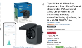 Tapo P410M Slimme Stekker voor buiten (IP54) voor €17,99 bij Amazon