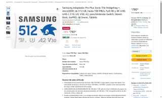 MicroSD Samsung Pro Plus 512GB en $791 | Oferta Amazon
