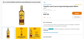 Tequila José Cuervo Especial Reposado 990ml por $167 | Chedraui