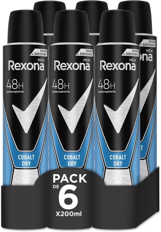 Rexona Cobalt Dry desodorante aerosol 200 ml (pack de 6) por 9,28€ en Amazon