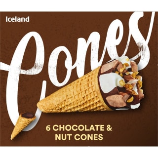 Iceland 6 Chocolate & Nut Cones 372g for £0.50 at Iceland