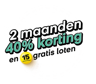Lotto-abonnement: 15 gratis loten + 2 maanden 40% korting bij Nederlandse Loterij