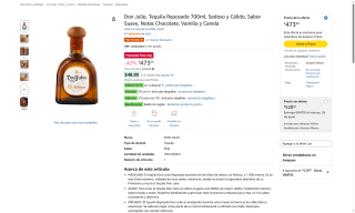 Tequila Don Julio Reposado 700ml por $284 | Amazon (TDC BBVA)