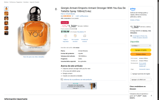 Giorgio Armani Stronger With You 100ml por $1,369 | Amazon