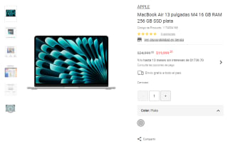 MacBook Air 13" 16GB RAM 256GB SSD por $19,999 | Oferta Liverpool