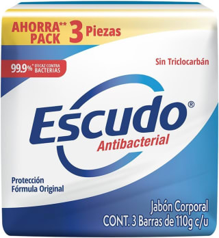 Escudo Antibacterial, jabón de tocador (3 x 110 g) por $32 en Amazon