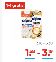 1+1 gratis op alle Alpro bij Hoogvliet