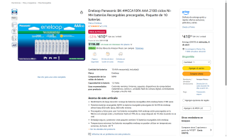 Panasonic Eneloop AAA 850mAh 10 Unidades por $411 | Amazon