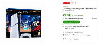PS5 Digital 825GB Astro Bot + Gran Turismo 7 por $5,261 | Walmart (Santander MSI)