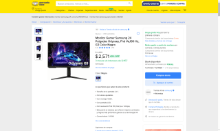 Monitor Samsung 24" Odyssey LS24DG300 por $2,571 | Oferta Mercado Libre