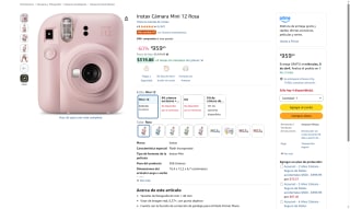Cámara Instax Mini 12 Rosa por $960 | Amazon