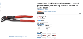 Knipex 87 01 125 Cobra® waterpomptang 125mm voor €9 bij Amazon