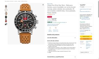 Reloj Citizen Eco-Drive Star Wars por $4,671 | Oferta Amazon