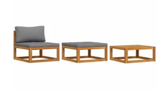 vidaXL Muebles de jardín 3 piezas con cojines madera maciza de acacia por 138.99€
