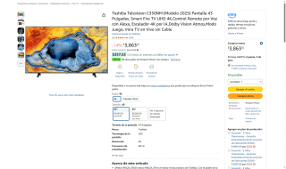 Pantalla Toshiba 43" 4K Smart Fire TV por $3,863 | Amazon
