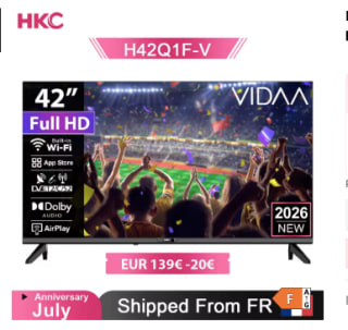 HKC 42Q1L 42 inch Full HD Smart TV voor €175,39 bij AliExpress
