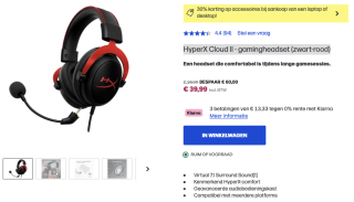 HyperX Cloud II - gamingheadset (zwart-rood) voor 39,99 euro