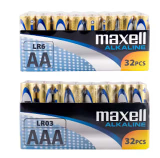 2 Packs Maxell 64 Pilas de 32 Pilas Alcalinas AA + 32 Pilas Alcalinas AAA por 28.63€