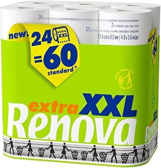 Renova Papel Higiénico Extra XXL 24 Rollos equivalentes a 60 Rollos por 10.63€