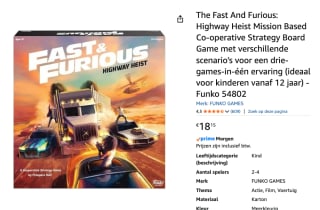 Funko Fast & Furious: Highway Heist Cooperative bordspel voor €18,19 bij Amazon