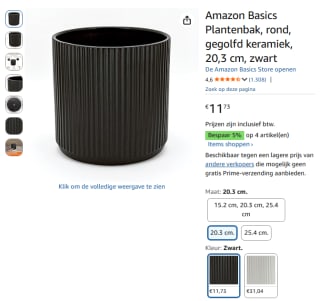 Amazon Basics zwarte plantenbak voor €11,73 bij Amaz