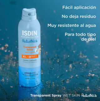 Protector Solar Isdin Pediatrics Spray Wet Skin FPS50 250mL $13.553 FarmaciasAhumadas