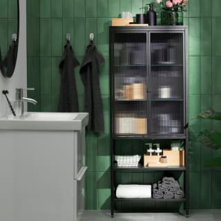 MOSSJÖN Vitrina 2 Puertas Antracita 60x34x146cm por 119,00€
