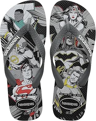 Havaianas Top Heróis Dc Unisex Adults FlipFlop - Grey/Black - Size 6.5/7